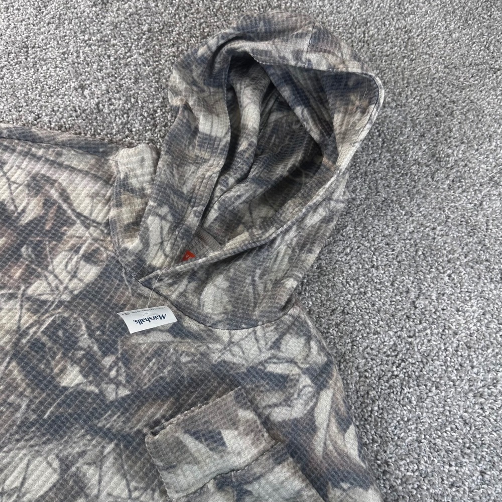 Negative Space Hoodie Mens Medium Camo Waffle Knit Thermal Pullover Pocket NEW